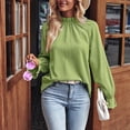 thumbnail image 2 of Top de manga acampanada para mujer Jersey elegante camisas camisa básica de Color sólido para mujer, 2 of 9