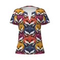 thumbnail image 3 of Naloa Fox Face Print T-Shirts Short Sleeve V Neck Tees for Women Fashion Tops Trendy Lightweight Soft Casual Summer Outfits Clothes, 3 of 5