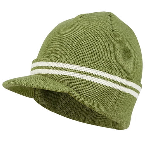 Winter Men's Knit Cap with Brim, Warm Thick Beanie Hat for Outdoor