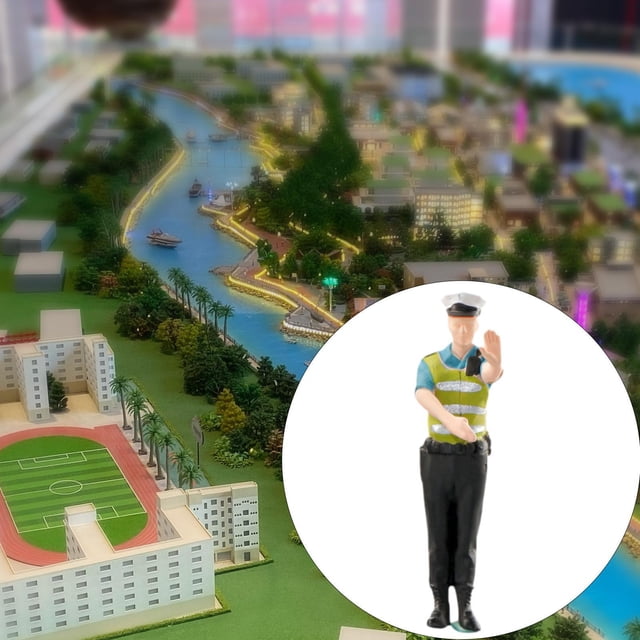 Figura De Policía De Tráfico En Miniatura Paisaje Diorama Paisaje Escala 1:64 Directamente Al Gesto Derecho al gesto