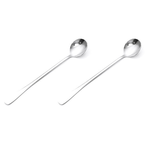 New 2Pc Long Handle Stainless Steel Tea Coffee Spoon Cocktail Ice Cream Spoon Spoons Cutlery Round Head