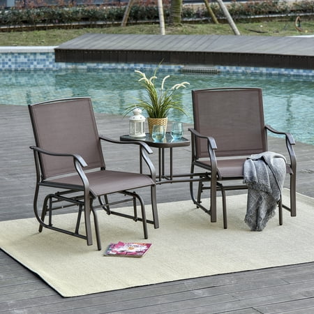glider rocker table outdoor chair double person fabric outsunny sling brown patio coffee modern center garden