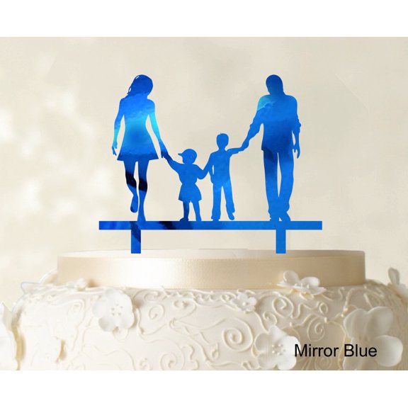 "Wedding Cake Topper With Children Family Silhouette Cake Topper Cake Decorations Cake Color Option Available 6""-7"" Inches Wide"