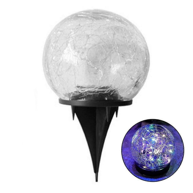 Waterproof Solar Garden Light for Outdoor Patio, Yard, Driveway, and Pathway Decor, Solar Powered LED Cracked Glass Ball Lamp
