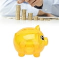 thumbnail image 2 of 2 PCS Transparent Plastic Piggy Bank for Kids, Money Box Pig Coin Bank for Girls & Boys, Cartoon Design Money Saving Decoration Cute Childlike for The Holidays Birthday Kindergarten Gifts, Yellow, 2 of 6