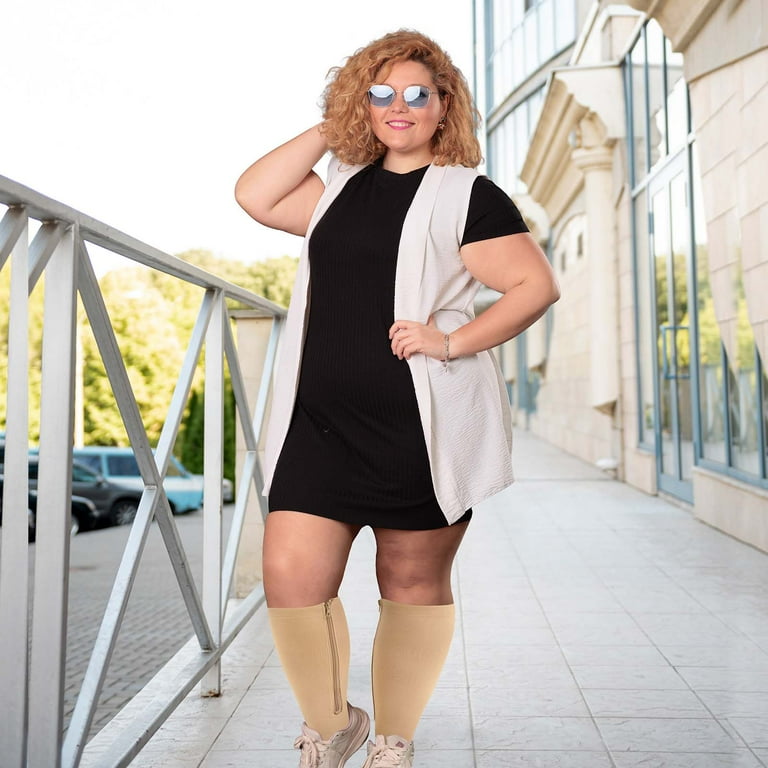 PUTUO Plus Size Compression Socks: Wide Calf Graduated Compression Stockings For Men Women Large Flight Socks For Support Travel Pregnancy Edema Nurses Seniors 20 30 Mmhg Black 4xl 2pairs