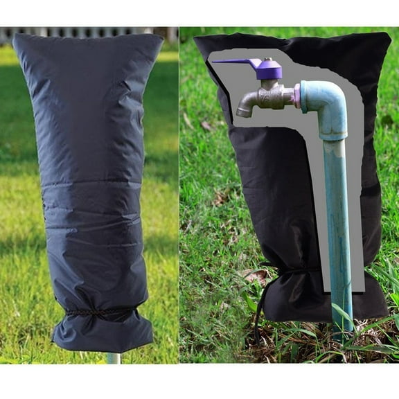 JPLZi Waterproof Polyester Faucet Cover Outdoor Antifreeze Black Faucet Cover Drawstring Drawstring Pocket