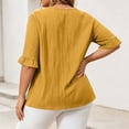 thumbnail image 6 of ClodeEU Women's Plus Size Crew Neck Ruff Short Sleeve T-Shirt,Casual Loose Fit Top Yellow,Women's Plus XXXXXL, 6 of 9
