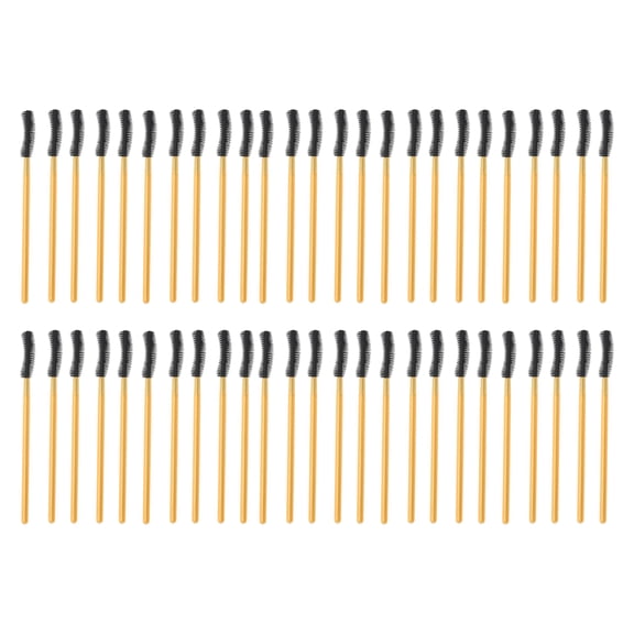 Unique Bargains 50 Pcs Lightweight Silicone Eyelash Brush for Bathroom Gold Tone Black Plastic Silicone