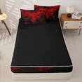 thumbnail image 4 of Feelyou Horror Bat Skull Zipper Twin Comforter Sets with Fitted Sheet and 2 Pillowcases, Red Butterfly Halloween Zipper Bedding Set, Black Reversible, 4pcs, 4 of 7