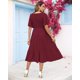 thumbnail image 3 of Vestido AUSELILY de verano con cuello en V y manga corta, fruncido, rojo vino, 3 of 6