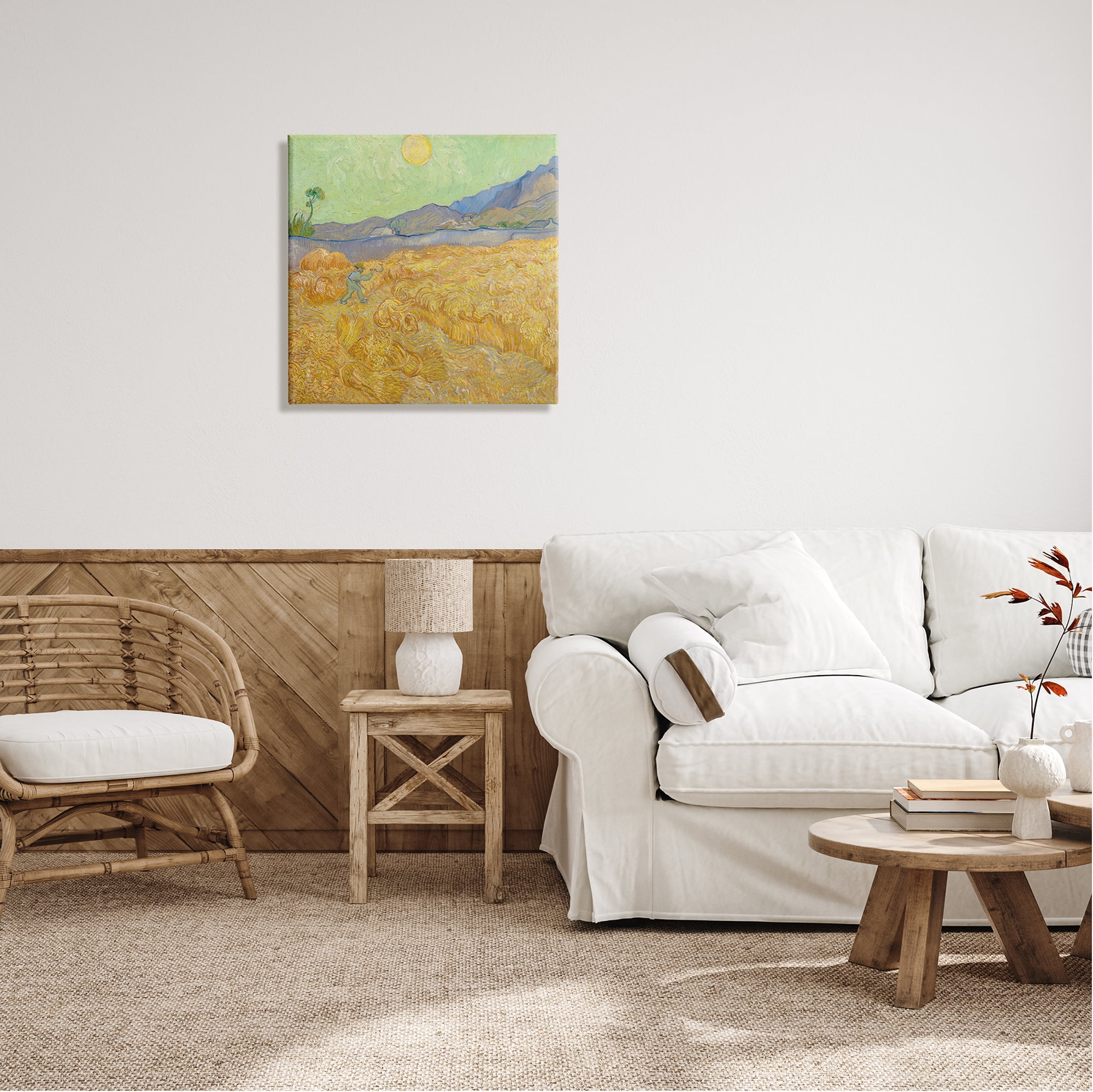 Stupell Industries Wheatefield with a Reaper Vincent van Gogh Classic Painting Painting Gallery Wrapped Canvas Print Wall Art, Design by one1000paintings