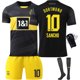 thumbnail image 3 of 2024-2025 Dortmund jersey no. 9 Allais 10 Sancho 11 Reus home football uniform kids boys and girls kit{HONGDE} Size 10 sock, 3 of 5