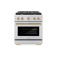 thumbnail image 2 of ZLINE Autograph Edition 30 in. 4.2 cu. ft. Paramount Dual Fuel Range with 4 Burner Gas Cooktop and Electric Convection Oven in Stainless Steel with Champagne Bronze Accents (SDRZ-30-CB), 2 of 2
