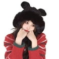 thumbnail image 2 of Autumn Winter Women Beanie Hat Cute Ears Fixing Rope Solid Color Ear Protection Windproof Korean Style Fluffy Knitting Hat for Daily Wear, 2 of 8