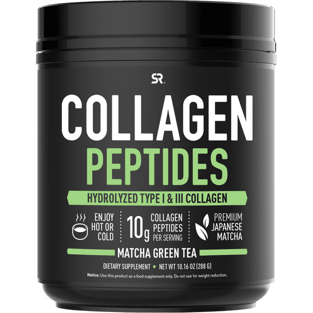 Sports Research Collagen Peptides, Hydrolyzed Type I & III, Matcha