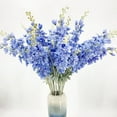 thumbnail image 2 of Artificial Flowers Flocking Delphinium Ajacis Long Branch Accessories Bouquet Fake Plant Vase for Wedding Home Garden Decoration, 2 of 7