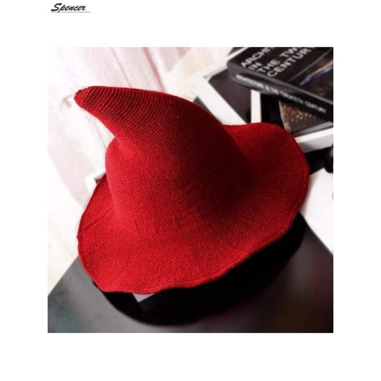 Spencer Red Steeple Wool Big Brimmed Pointed Witch Hat  display picture 1