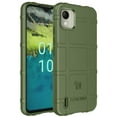 thumbnail image 3 of Case with Clip for Nokia C110 Phone, Nakedcellphone Rugged Shield Cover and [Rotating Ratchet] Belt Hip Holster [Matte Grip Texture] - Olive OD Green, 3 of 10