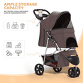thumbnail image 5 of Magshion 3-Wheel Pet Stroller, Foldable Jogger for Small/Medium Dogs & Cats (33lb Max), Lightweight w/Breathable Mesh, Cup Holder & Basket, Coffee, 5 of 13