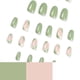 thumbnail image 4 of Simple green and white color matching French manicure, gel nail full coverage acrylic false nails, 24 pieces set, 4 of 5