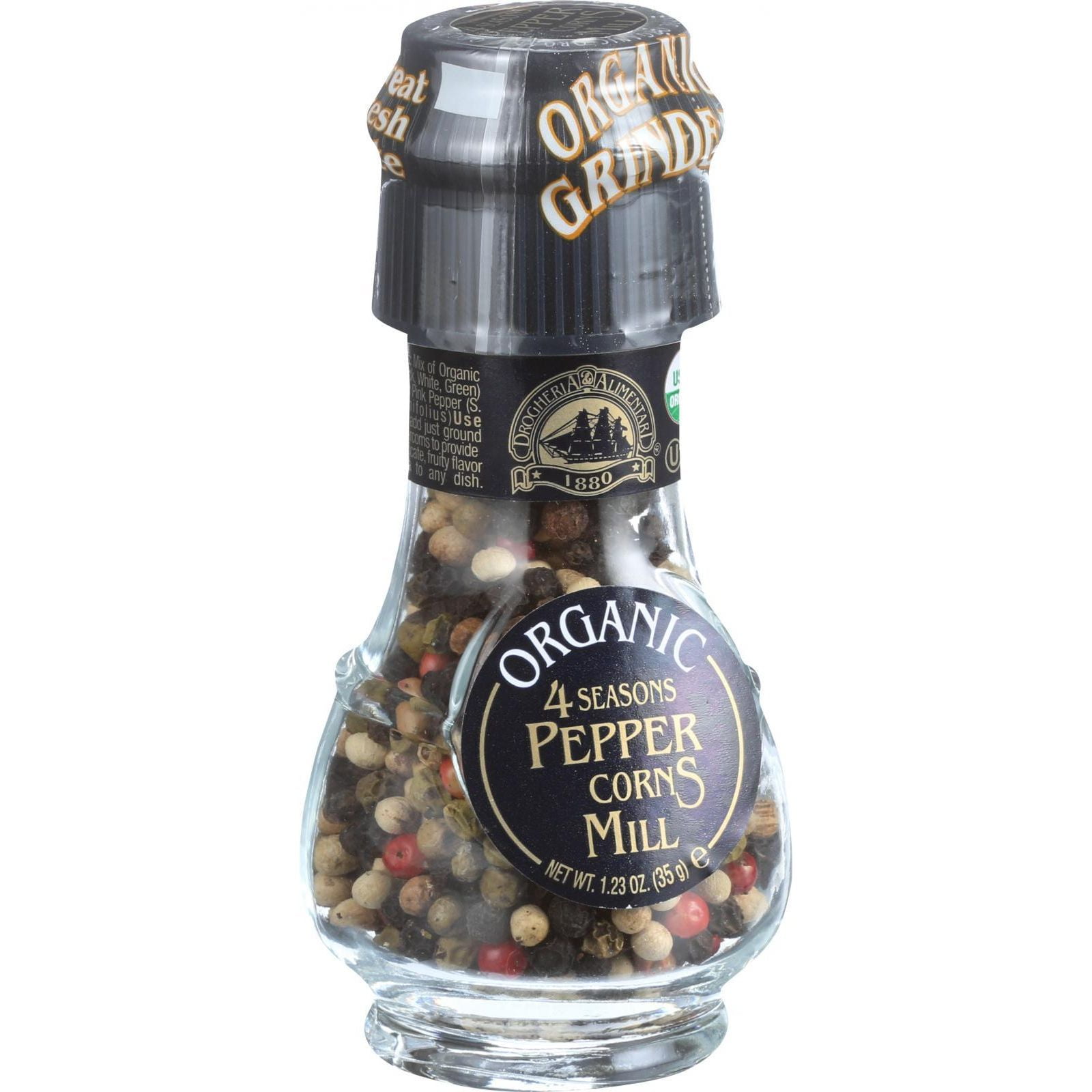 Drogheria and Alimentari Spice Mill Organic 4 Seasons Peppercorns 1.24 oz Case of 6 by