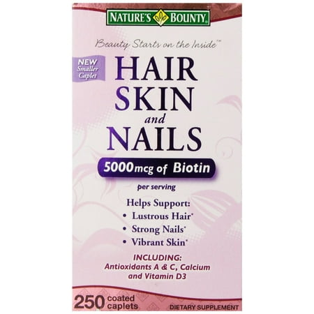 Nature's Bounty Optimal Solutions cheveux peau et des ongles Huile d'Argan Infused 5000mcg de 250, Biotine Gélules