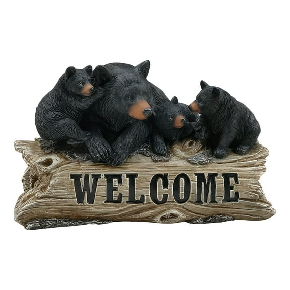 FC Design 10"W Bear Log-WELCOME Sign Figurine Statue Sculpture Ornament Decoration Home/Room Decor and Unique Gift Ideas for Housewarming, Holidays and Birthdays