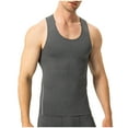 thumbnail image 3 of UVEASISHA Tight Muscle Shirt for Men Moisture Wicking Quick Dry Workout Tank Tops Stretch Slim Fit Bodybuilding Gym Shirts Soft Cozy Undershirt Gray XXL, 3 of 5