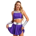 thumbnail image 3 of MSemis Women's Halloween Deluxe Cosplay Outfits Tank Tops with Mini Skirt Fancy Dress Up Purple 3XL, 3 of 7