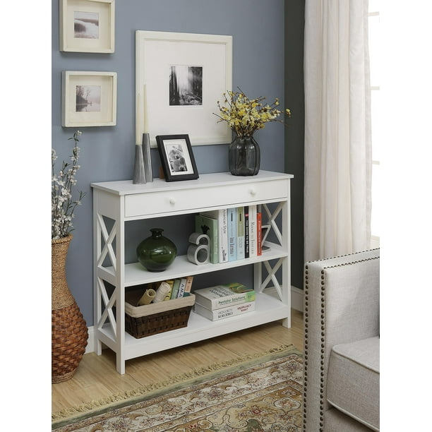 Convenience Concepts Oxford 1 Drawer Console Table White Walmart Com Walmart Com