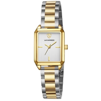 Jessica Simpson Ladies 34mm Gold Tone Crystal Accent Mother Of