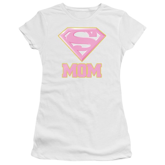 Superman Super Mom Pink Junior Women's T-Shirt Sheer White