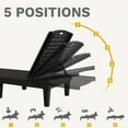 thumbnail image 5 of DWVO Outdoor Plastic Chaise Lounger, Poolside Lounge Chair w/5-Position Adjustable Backrest, Waterproof & Easy Setup for Patio, Poolside, Garden (Black, 1 PC), 5 of 8