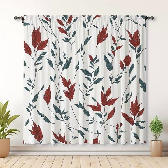 Modern Simple Style Curtains, Leaf Curtains, Bedroom Blackout Curtains, Suitable For Living Room And Bedroom Decoration(Rod pocket)