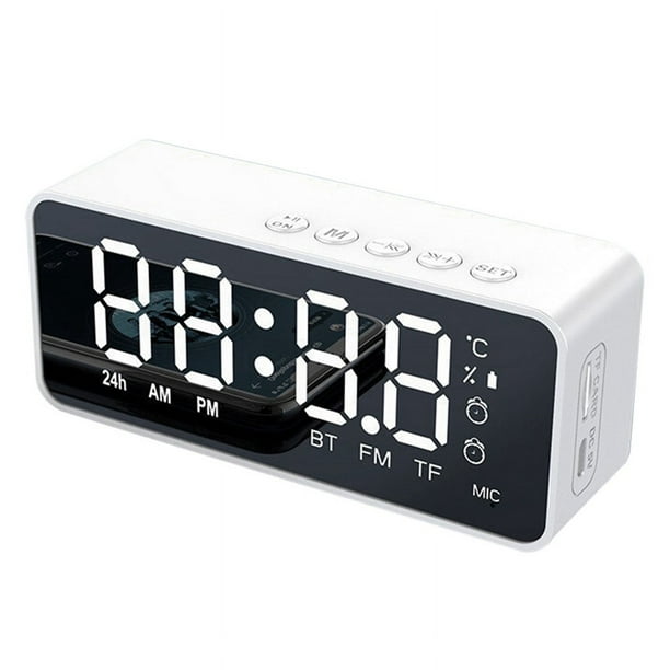Altavoz Bluetooth InaláMbrico G50 con Despertador FM Mini Tarjeta Pantalla de Temperatura Espejo Audio Blanco