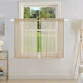 thumbnail image 2 of Lapalife 2 Panels Sheer Kitchen Curtains 30 inch Length Tier Curtains Rod Pocket Cafe Curtains Half Window Curtain for Bathroom Small Windows, Khaki, 2 of 6