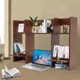 thumbnail image 4 of Modern Desktop Storage Organizer Home Office Desktop Bookshelf Holder Computer Rack Desk Organizer for Space Saving (Dark Walnut Color), 4 of 10