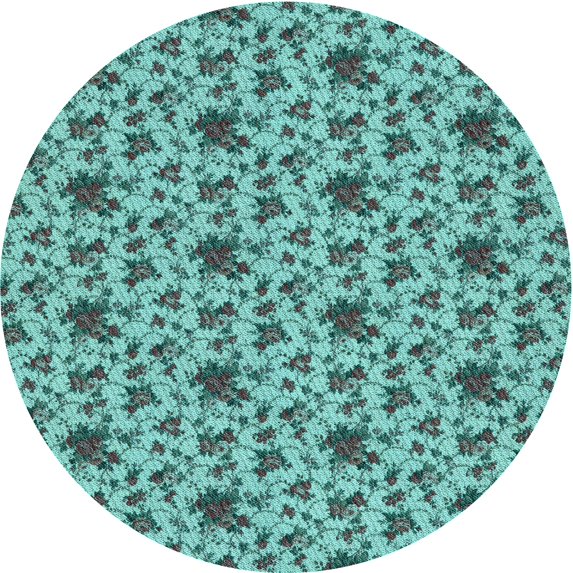 Ahgly Company Machine Washable Indoor Round Transitional Turquoise Green Area Rugs, 4' Round