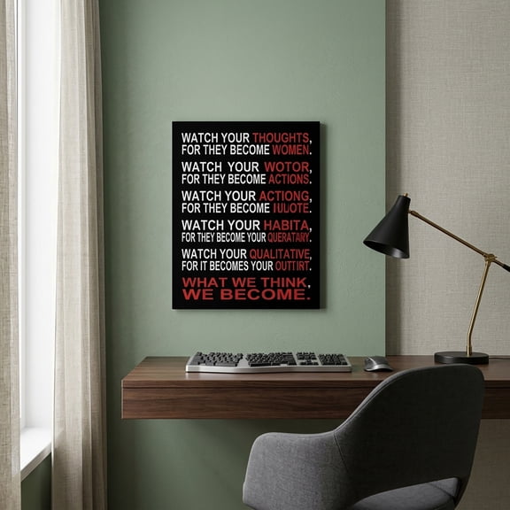 Appoft Watch Your Thoughts Motivational Classroom Poster Modern Canvas Prints Wall Art Paintings Ready to Hang for Office Living Room Home Decorations Stretched Pictures Artwork
