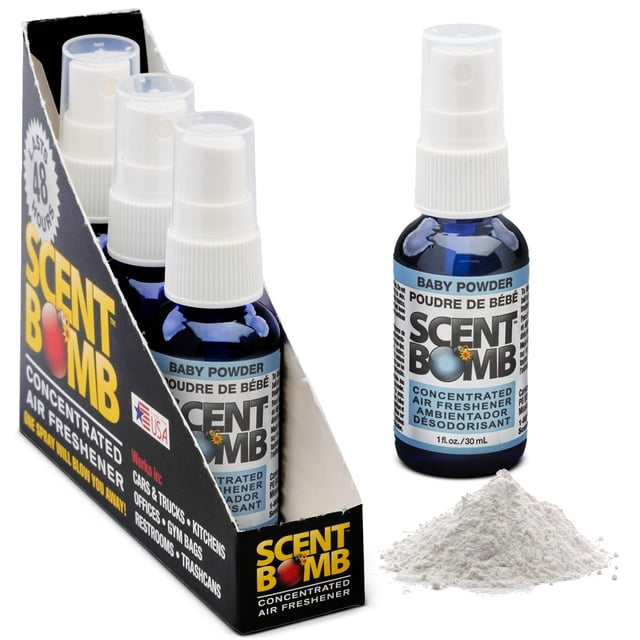 Spray ambientador Scent Bomb aroma talco para bebé 30 ml paquete de 4