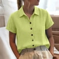 thumbnail image 5 of Ruimatai Women's Collared Button Down Rolled Sleeve Loose Fit Casual Blouses for Women Summer Everyday Wear, 5 of 7