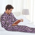thumbnail image 2 of 2 Piece Mens Pajamas Set, Soft Men's Sleepwear Comfy Loungewear, Zebra Print Purple Long Sleeve Button Down and Pajama Pants with Pockets Mens Pjs Sets, 2 of 5