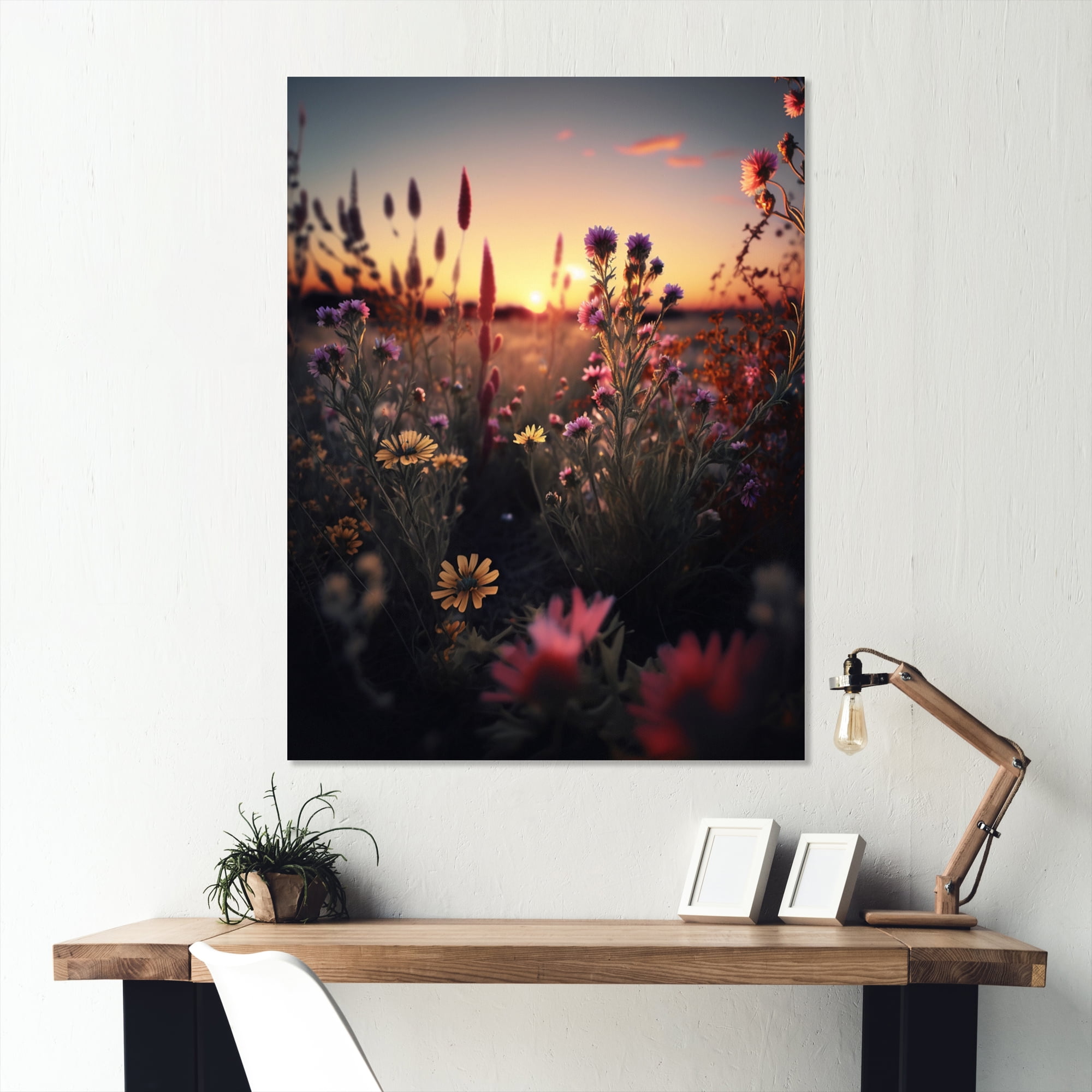 Designart Sunset Field Of Flowers I Canvas Wall Art