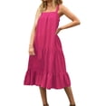 thumbnail image 5 of Women's Summer Dress Sleeveless Solid Color Loose Ruffled Layered Beach Chic Elegant Evening Dress Club-e-L, 5 of 7