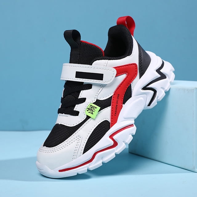 XIMIN Chaussures de Course Tennis Athlétiques pour Enfants Garçons Filles en Maille Respirante Chaussures de Course Extérieures Légères à Crochet et Boucle Marche Randonnée Chaussures Décontractées Mode