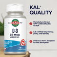 thumbnail image 5 of KAL Vitamin D-3 1000 IU Chewable | Peppermint Flavor | Healthy Immune Function & Bone Support | 200 Chews, 5 of 7