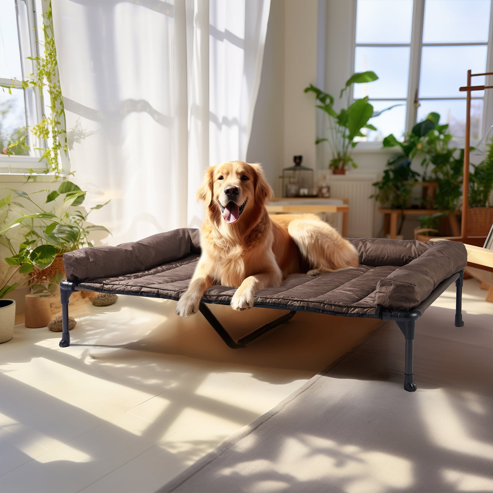 Veehoo Cooling Elevated Dog Bed + Waterproof Removable Pillow-Top Mat, Dog Sofa Bed, XLarge, Brown
