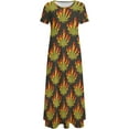 thumbnail image 3 of Burning Weed Leaves Women's Short Sleeve Crewneck Dress Casual Long Maxi Dresses, 3 of 6