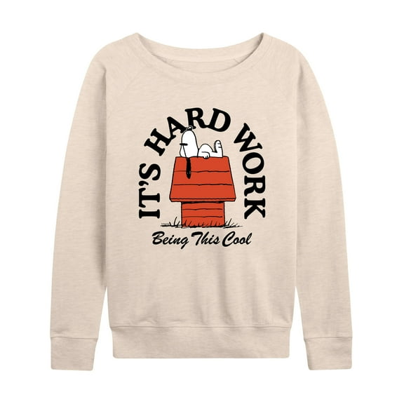 Peanuts - Hard Work Being Cool Snoopy - Women's French Terry Pullover Sweatshirt
